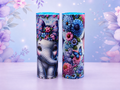 Stainless steel tumbler cup with baby elephant and colorful floral wrap