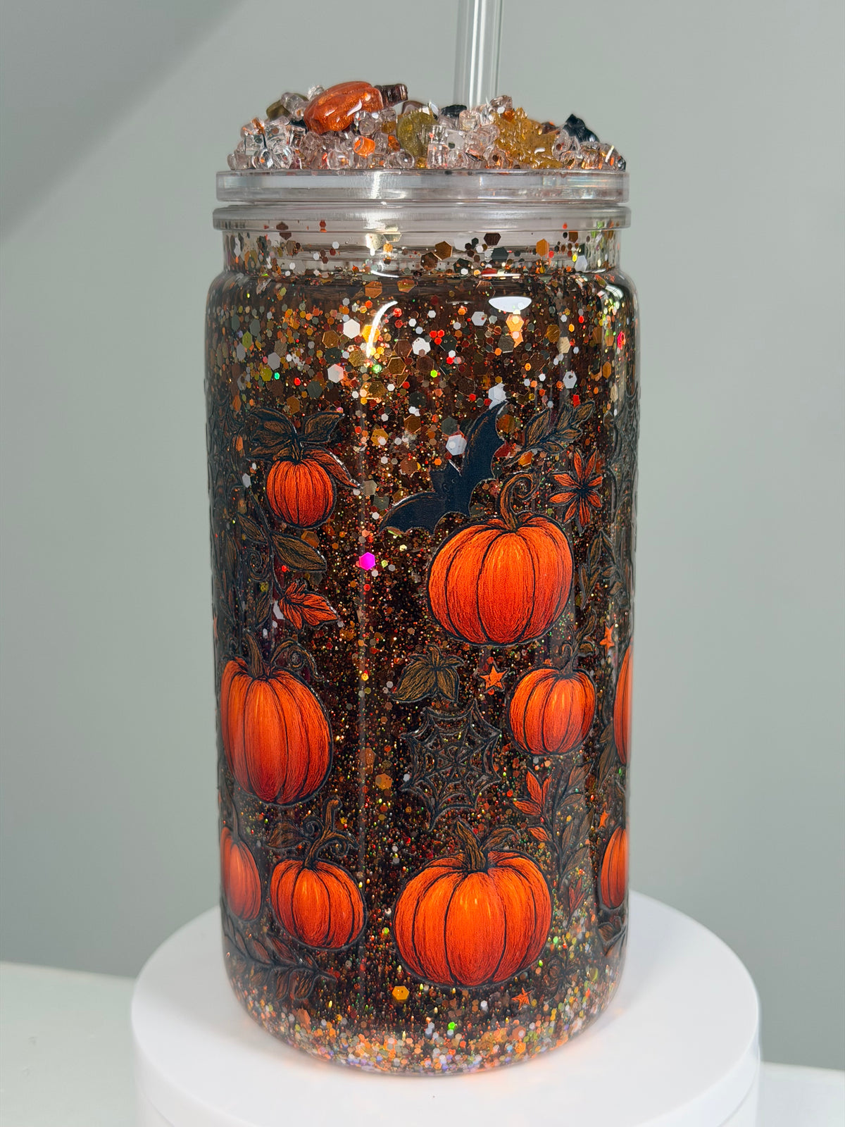 Cowboy Ghosts & Pumpkins 16 oz Halloween Snow Globe Tumbler