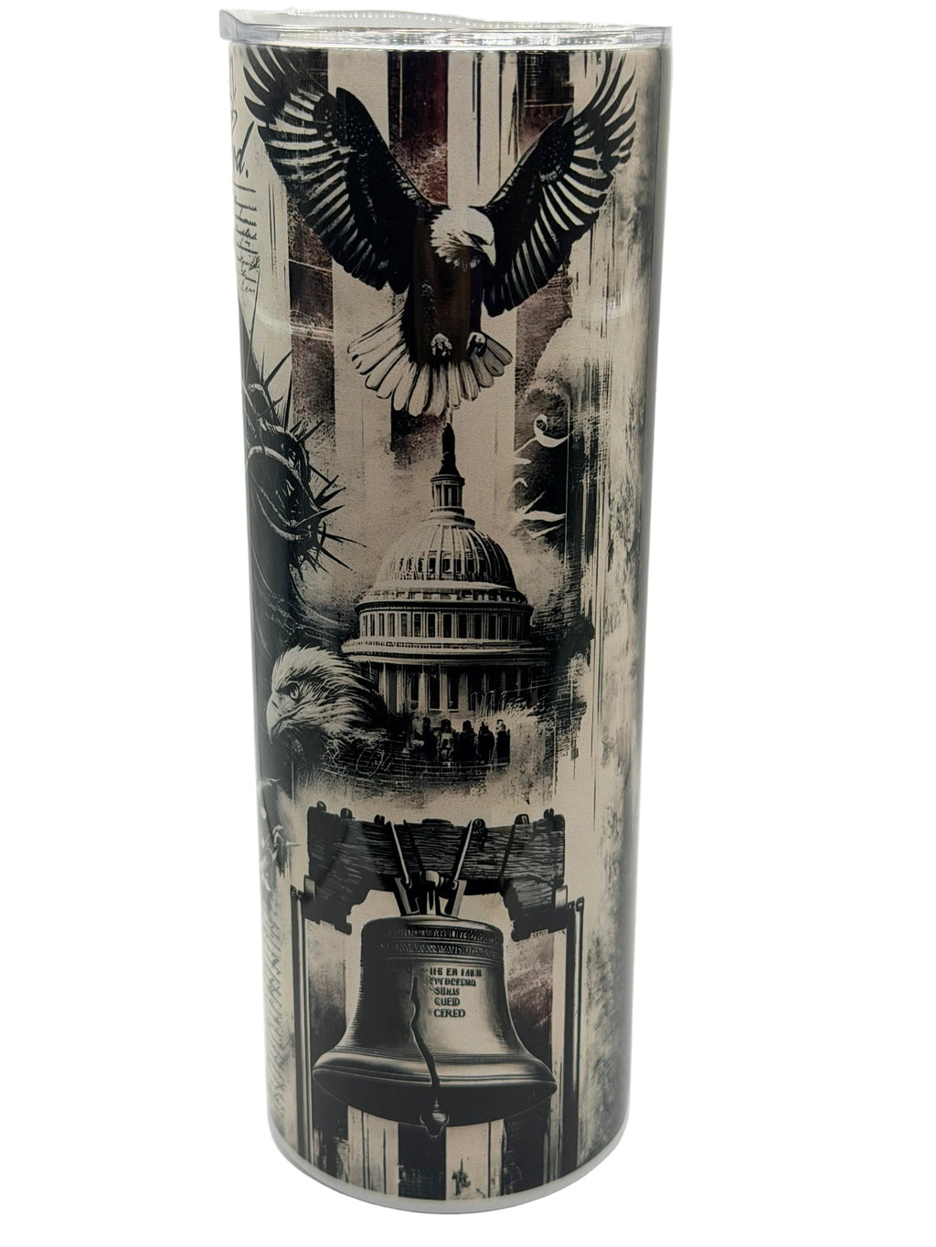 20-ounce stainless steel tumbler with eagle, Capitol building, and monument graphic