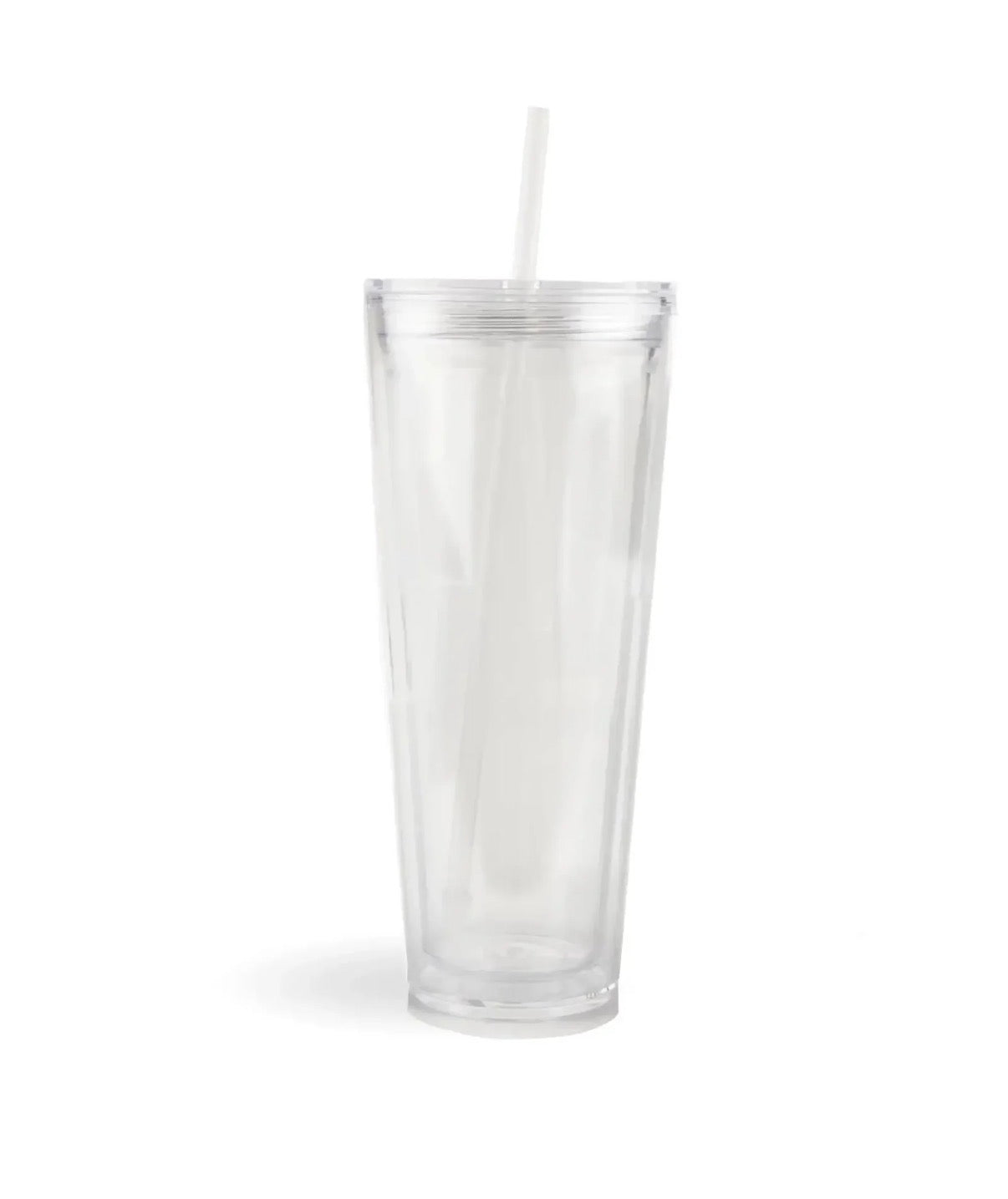 Clear straight-sided tumbler with straw