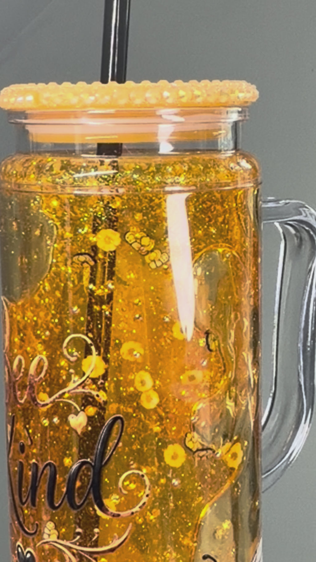 20 oz Acrylic Snow Globe Tumbler with Handle – Bee Kind Honey Drip
