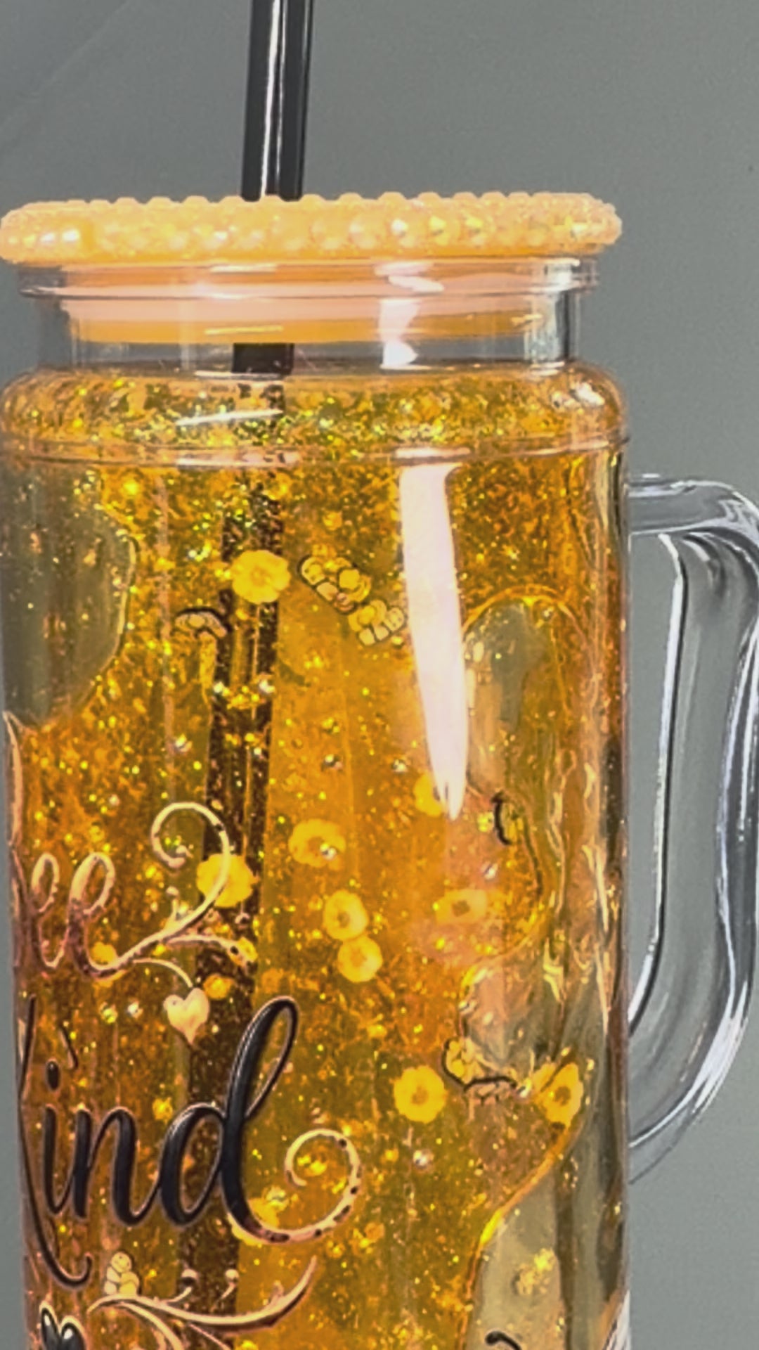 20 oz Acrylic Snow Globe Tumbler with Handle – Bee Kind Honey Drip
