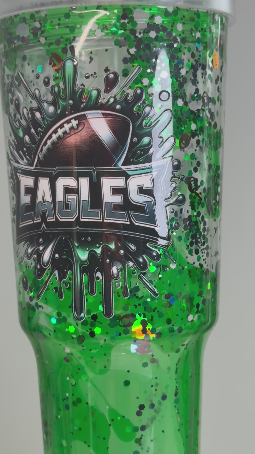 30 oz Acrylic Glow Lava Tumbler | Eagles Green Football Lava Cup