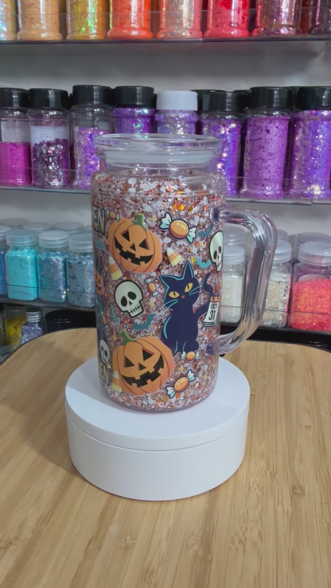 Wake Me When It’s Halloween 16 oz Acrylic Snow Globe Tumbler