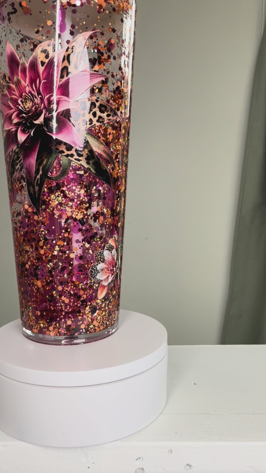 24 oz Tapered Purple Lava Acrylic Tumbler | Cheetah Floral